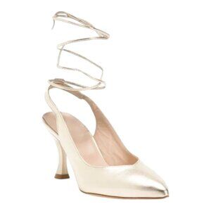 OROSCURO Gold Made In Italy Leather Slingback Heels